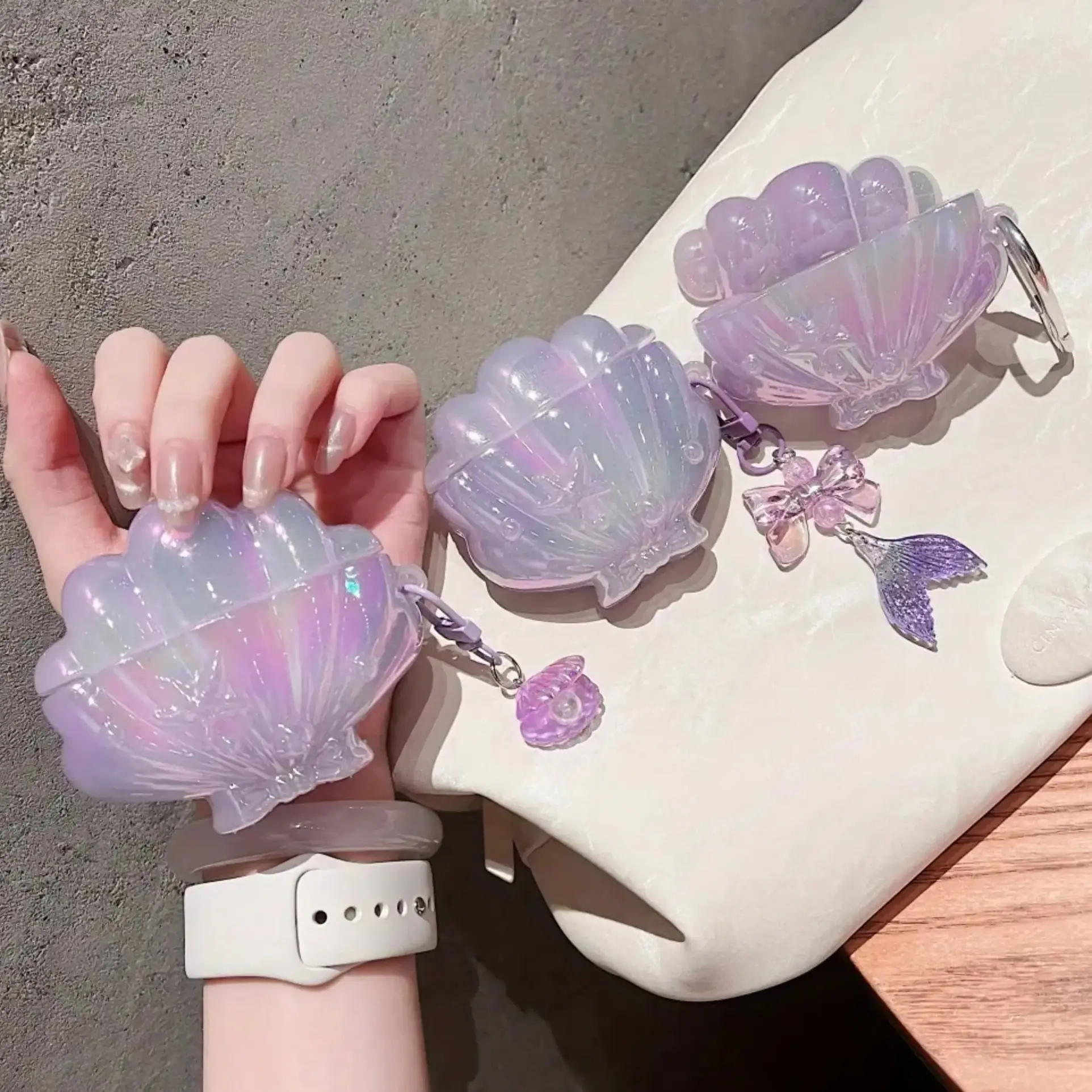 2026 Creative Seashell Shaped Wireless Earbud Protective Case, Lovely Shell Pendant Design Shockproof Protective Cover Compatible With Multiple Bluetooth Earbud Models, Fashion Aesthetic Portable Accessory For Daily Carrying, Also Serves As An Exquisite G