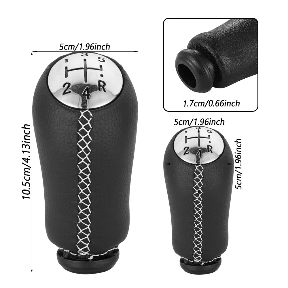 Renault ClioMk3 Megane Mk2 Scenic Mk2 Gear Shift Knob, Hand-Stitched Leather Matte Cover, 5-Speed Manual Transmission Handle