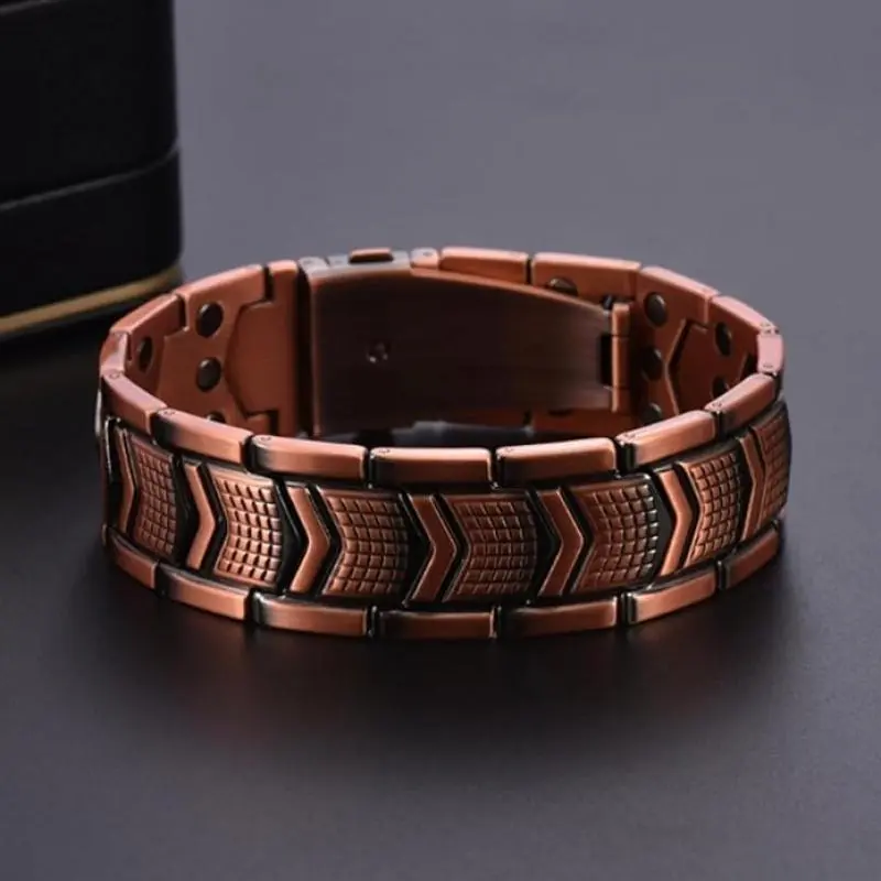 Men's Copper Bracelet 99.9% Pure Copper, Tree of Life Magnetic Bracelet with 6 3500 Gauss Magnets, Adjustable Valentine's Day Jewelry Gift