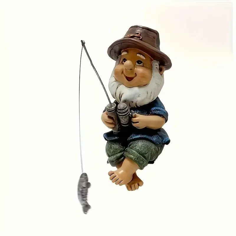 Creative Decorative Fishing Dwarf Statue, Miniature Dwarf Elf Statue, Resin Dwarf Sculpture, Outdoor Garden Dwarf Lawn Dwarf Statue, Gnome Elf Outdoor Landscape Decoration, Outdoor Garden Accessory