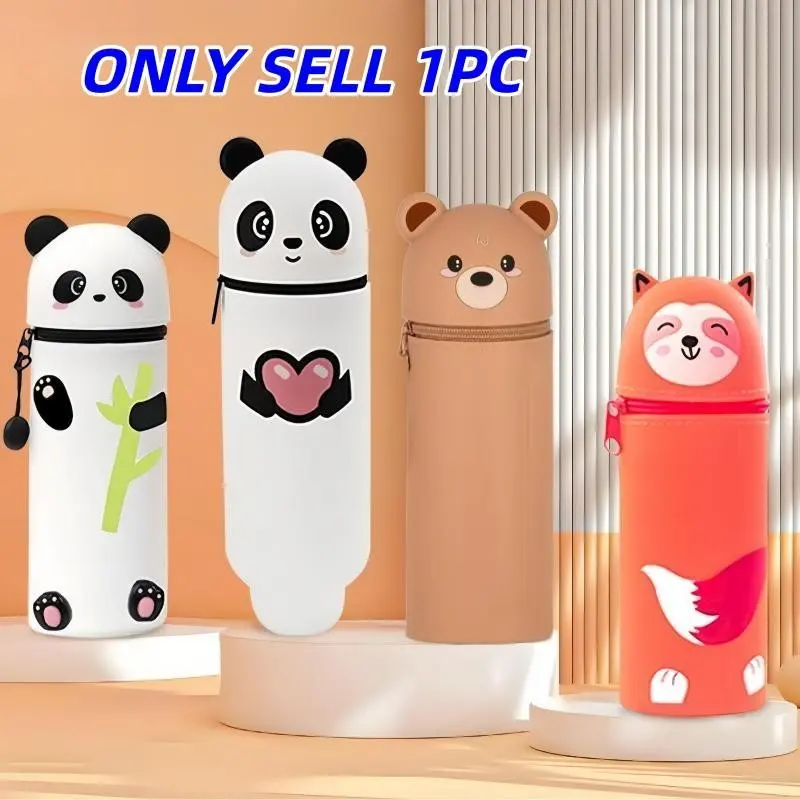 Cute Foldable Silicone Pencil Holder, Simple Creative Student Stationery Organizer, Ideal for School, Home Storage, Back-To-School Gift, Halloween Gift, Christmas Gift
