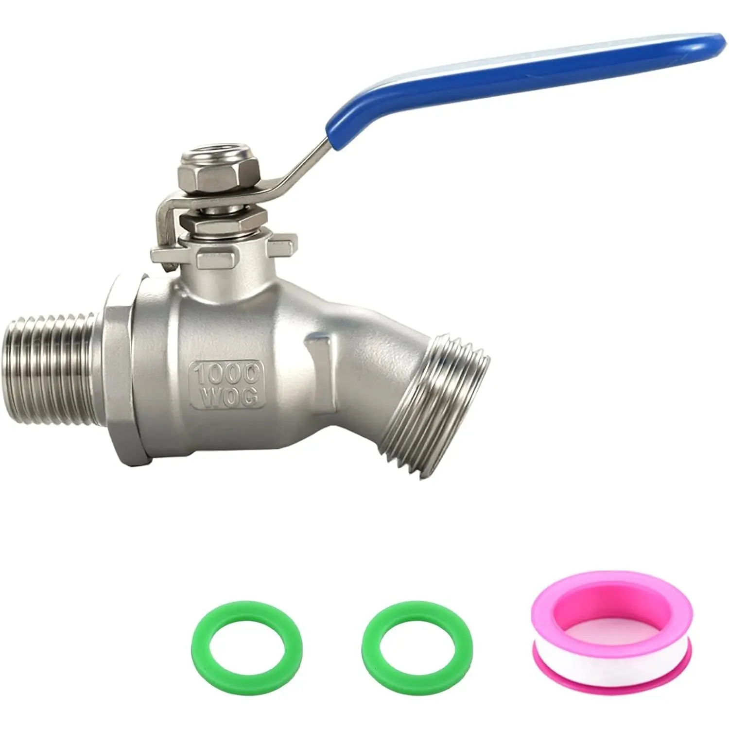 Outdoor Faucet, 304 Stainless Steel 1/2 in NPT Male Thread Hose Bib, Heavy-Duty 3/4 in Male GHT Threaded Lead-Free Full-Flow Outdoor Water Spigot