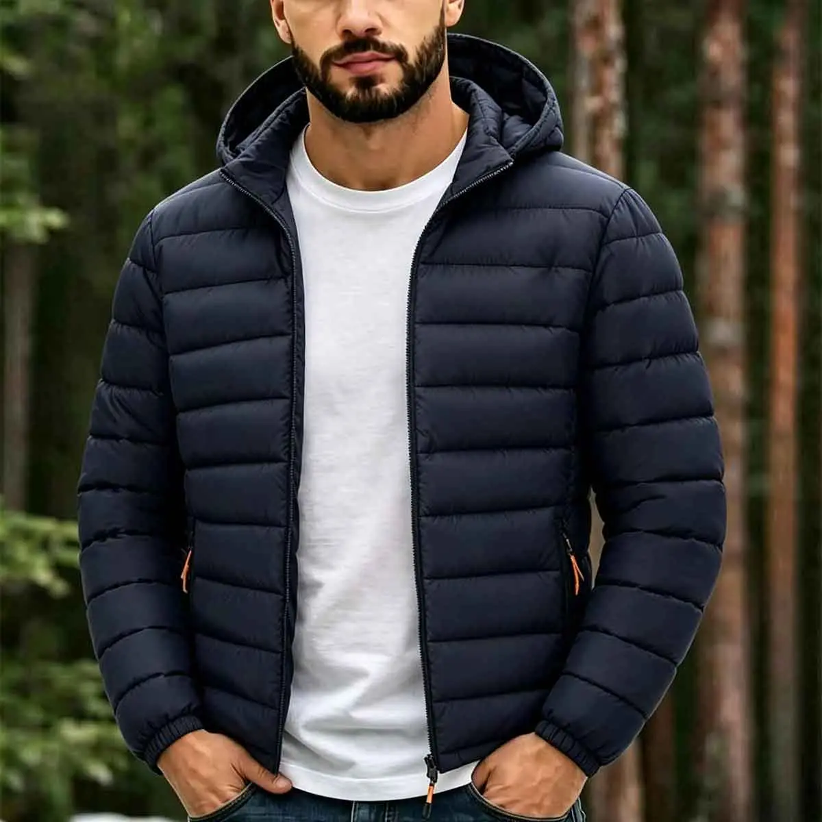 Men's Plain Long-Sleeve Hooded Slit-Zipper Fluffy Coat - Menswear Tops, Elastic Cuffs, Lightweight Warm Outerwear with Side Zipper Pockets, Ideal for Autumn Winter Outdoor Travel & Daily Casual Wear, Coats
