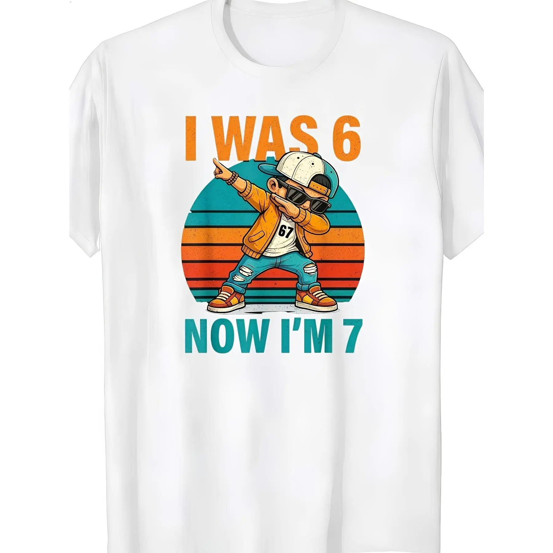 Graffiti Style 7Th Birthday Boy "I Was 6 Now I'M 7" Funny Meme Graphic T-Shirt, Boys' Spring/Summer Style