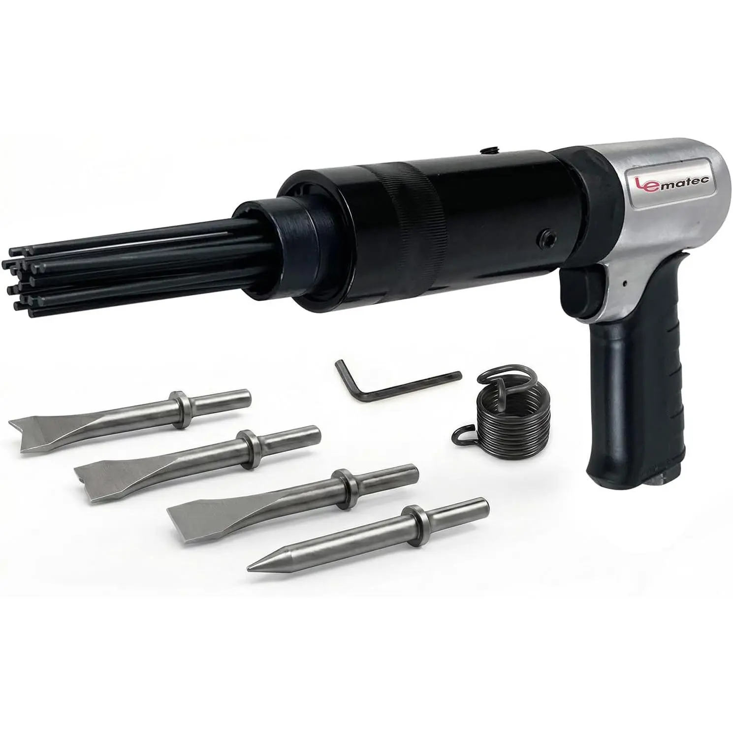 Pneumatic Needle Scaler for Rust, & Weld Slag Removal| Air chisel kit, 4800 BPM, 48 tips, aluminum body, speed, 6.3 SCFM compressor