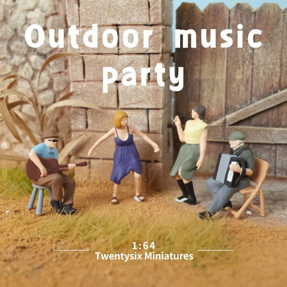 4pcs- 1:64 & 1:87 Scale Outdoor Music Party Micro Model, DIY Landscape, Creative Scene, Macro Photography