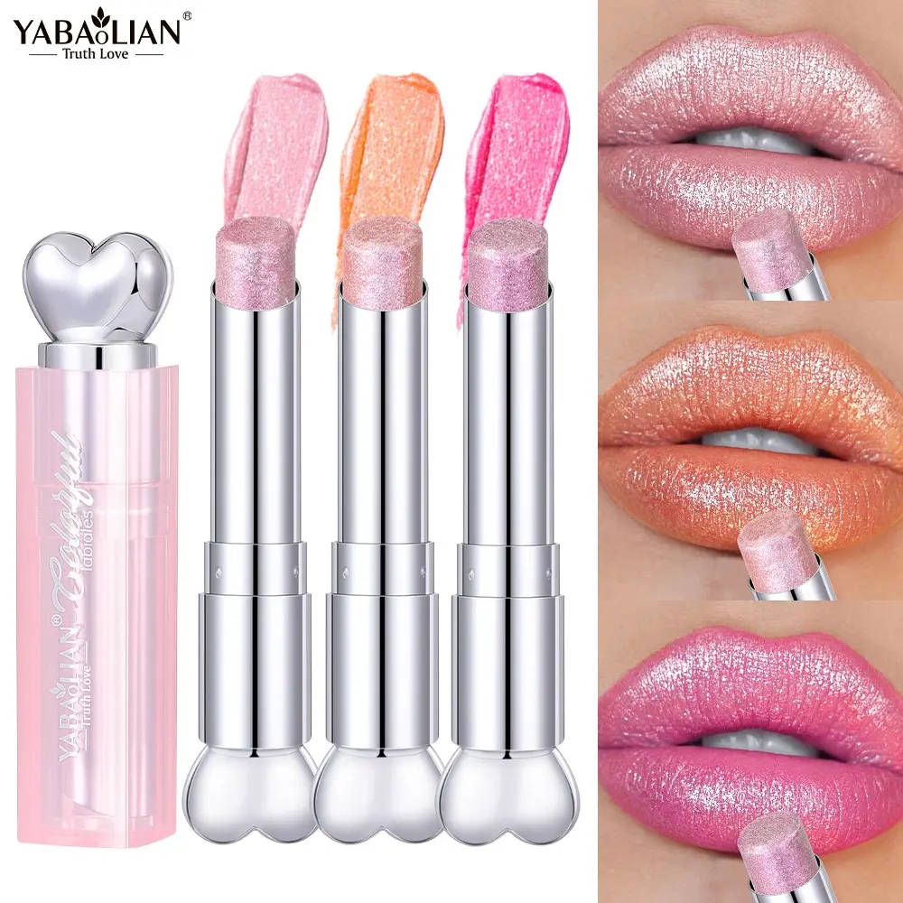 3Pcs/Set Heart Shiny Shimmer Glossy Lipstick, 6 Shades, Long Lasting Moisturizing Lipstick, Ideal Gift for Birthday Valentine's & Mother's Day