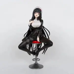 Anime Character Figurine Collectibles Toy - Sitting Pose, Black Stockings Uniform, 17x9.5x23cm Size, 23.5cm Height, 420g Weight, Boxed Packing, Birthday Gift, Desktop Decoration, Figurines Collectibles