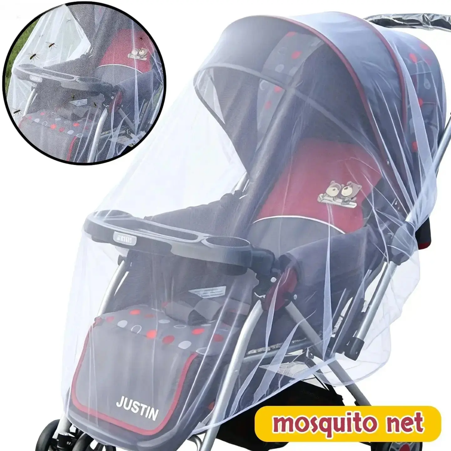 1/2 PCS Baby Stroller Mosquito Net, Breathable Silk Insect Proof Stroller Cover, Summer Outdoor Safety Shield Infant Stroller Accessory