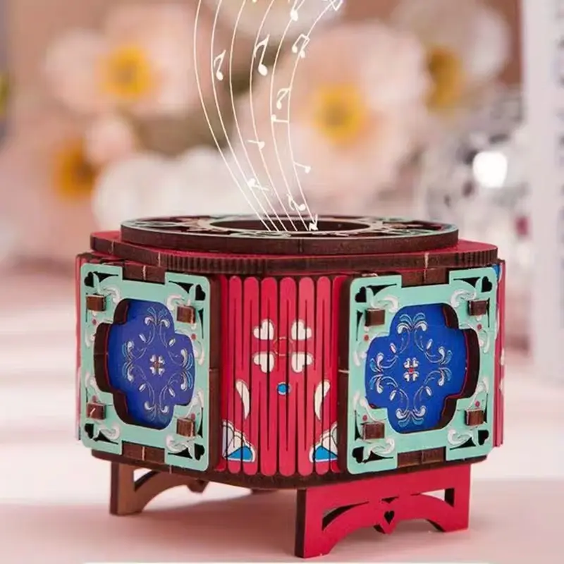 DIY 3D Wooden Music Box Puzzle, Vibrant Design, Beautiful Wood Craft Home Decor, Perfect Holiday Gift, Christmas and Birthday Present