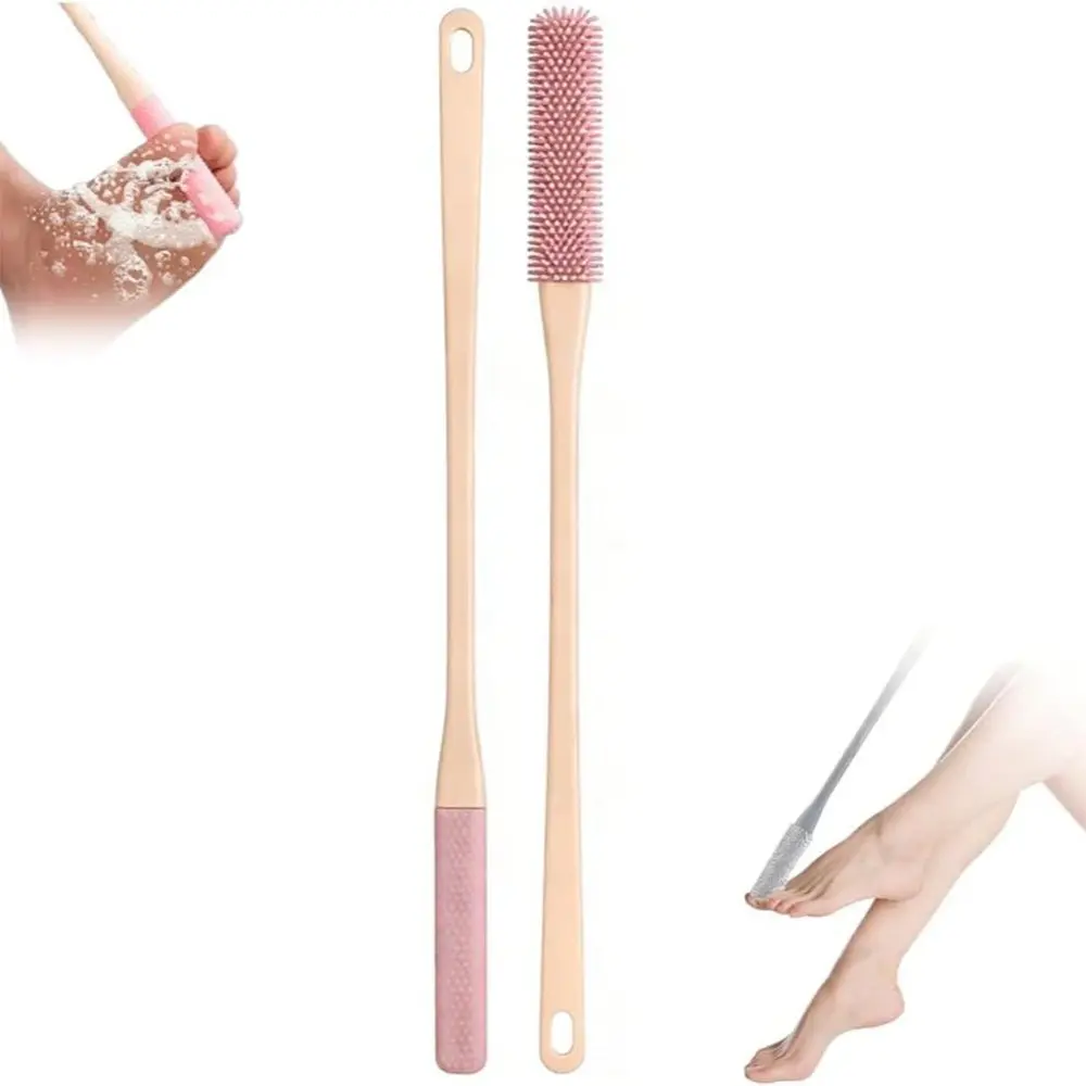 Toe Cleaning Brush, Silicone Toe Gap Cleaner 15.7 inch Long Handled Foot Brush for Seniors, Soft Rubber Brush Gentle Exfoliating Foot Scrubber for Shower - Seniors, Men and Women, Cleansing, Foot Care Product