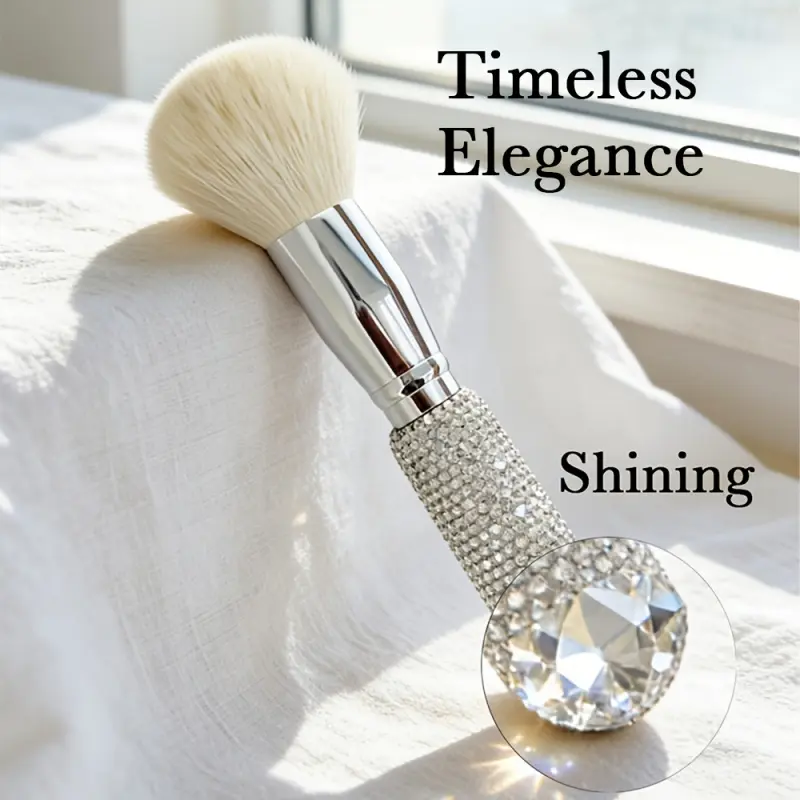 Luxury Diamond Foundation & Setting Powder Brush | Face Powder Brush, Multi-Functional, Smooth Application with Soft Goat Hair, Ideal for Beginners and Professional Makeup Artists, Portable for Travel