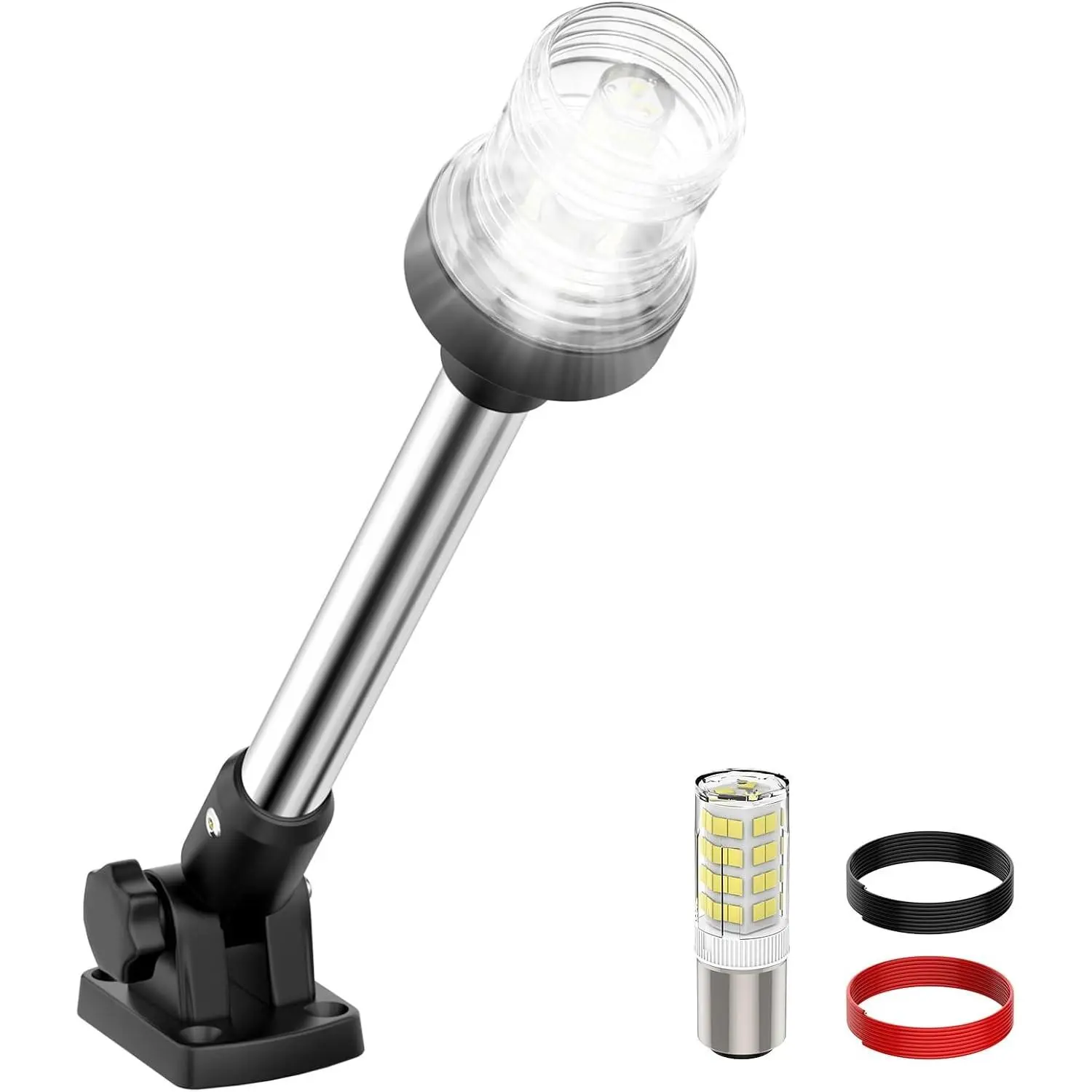 12 Inches Anchor Light Stern Lights for Boats LED Waterproof IP67, White Fold Down Rear Boat Navigation Lights, 3NM Visible LED Marine Running Light for Pontoon, Small Boats (12-24V)
