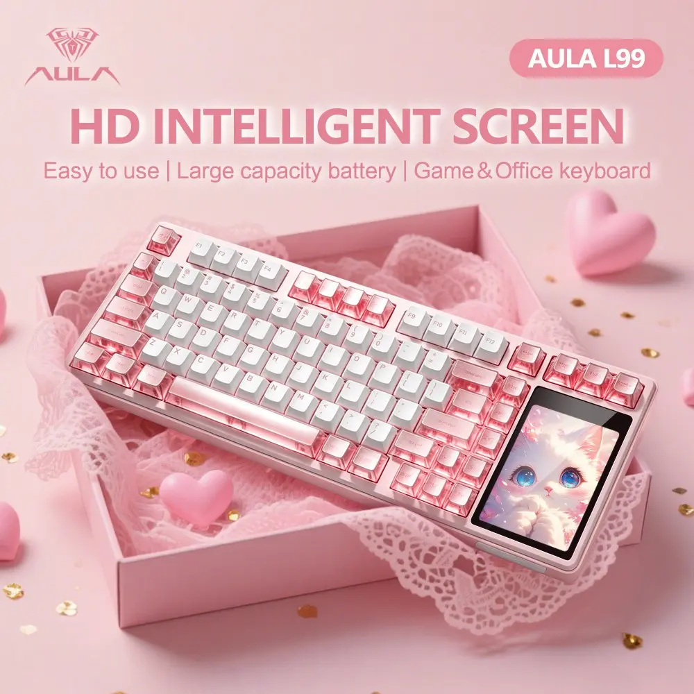 Aula L99 Gaming Mechanical Keyboard, 84-Key Layout, RGB Lighting, Wired/wireless, Hot-Swappable Axes, Customizable Animations, Large Battery Capacity