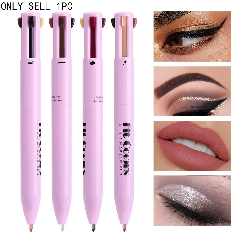 4 in 1 Makeup Pen, 1 Count Eyeliner & Lip Liner & Highlighter & Brow Pencil, Portable Multifunctional Makeup Pen for Women, Cosmetic, Eyebrow Pencils, Eyebrow Makeup Products, Eyebrow Set, Eyebrow Thickener, Eyebrow Enhancer, Eyebrow Shape