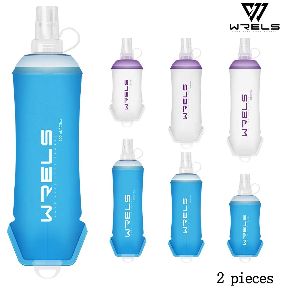 Wrels Sports Soft Water Bottle, Outdoor Hiking Backpack Water Bottle, Marathon Running Convenient Foldable Cup, Portable Hydration Gear, Soft Flask Running Bottles