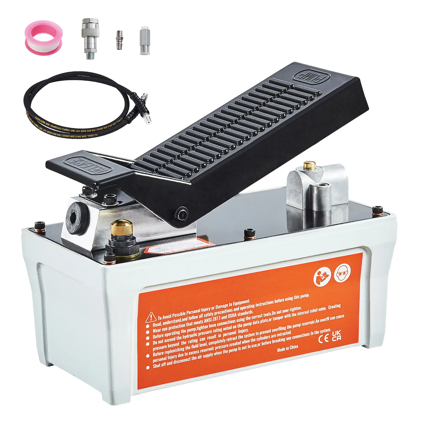 Air Hydraulic Pump, 10,000 PSI 1/2 Gal Reservoir, NPT 3/8" Oil Outlet, NPT 1/4" Inlet, 6.6 ft Pipe, Foot Actuated Hydraulic Pump Air Treadle for Auto Body Frame Machines and Pulling Post