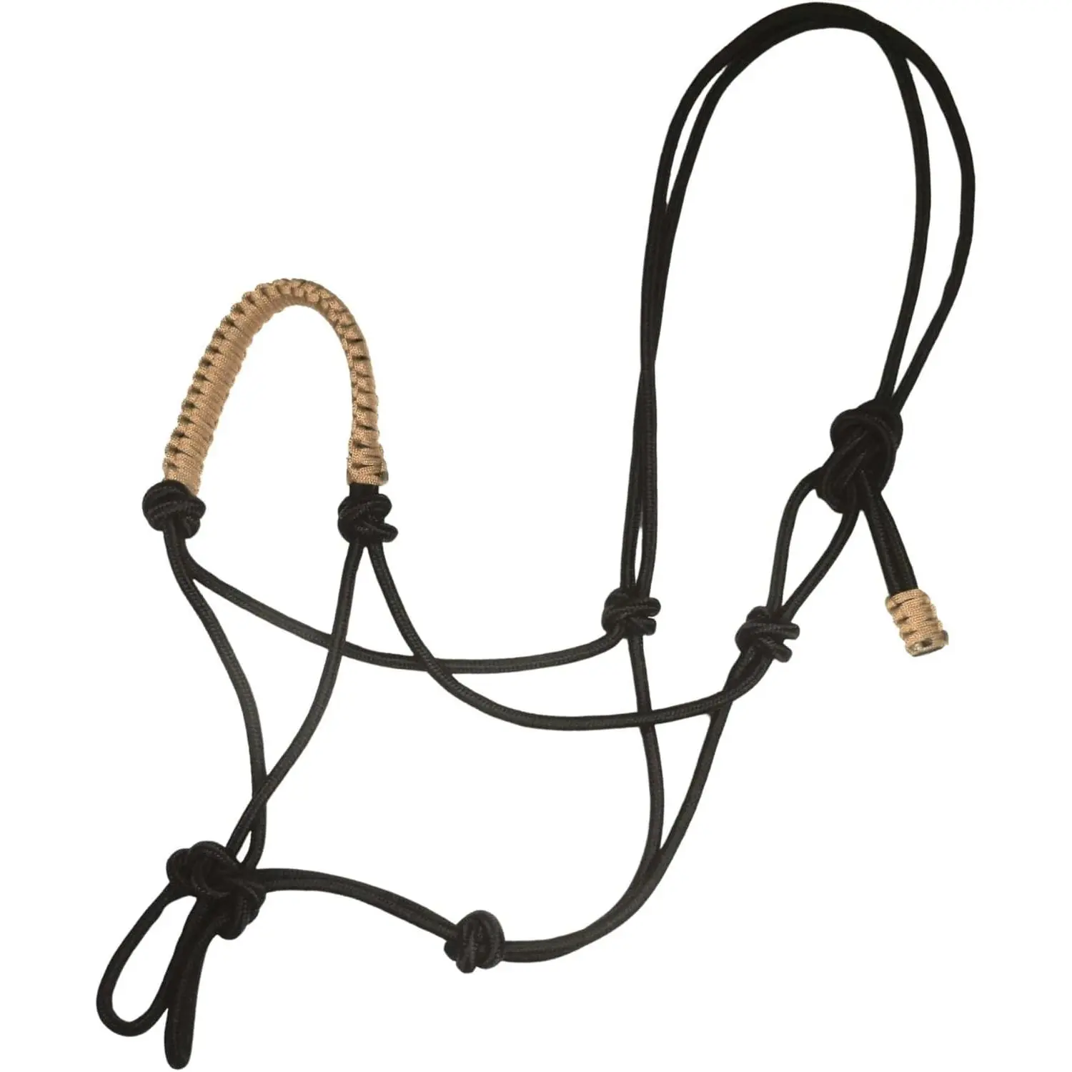 Braided Nylon Rope Halter for Horses, Hand-Tied Adjustable Headcollar with Knots for Training, Leading & Trail Riding, Western Equestrian Tack