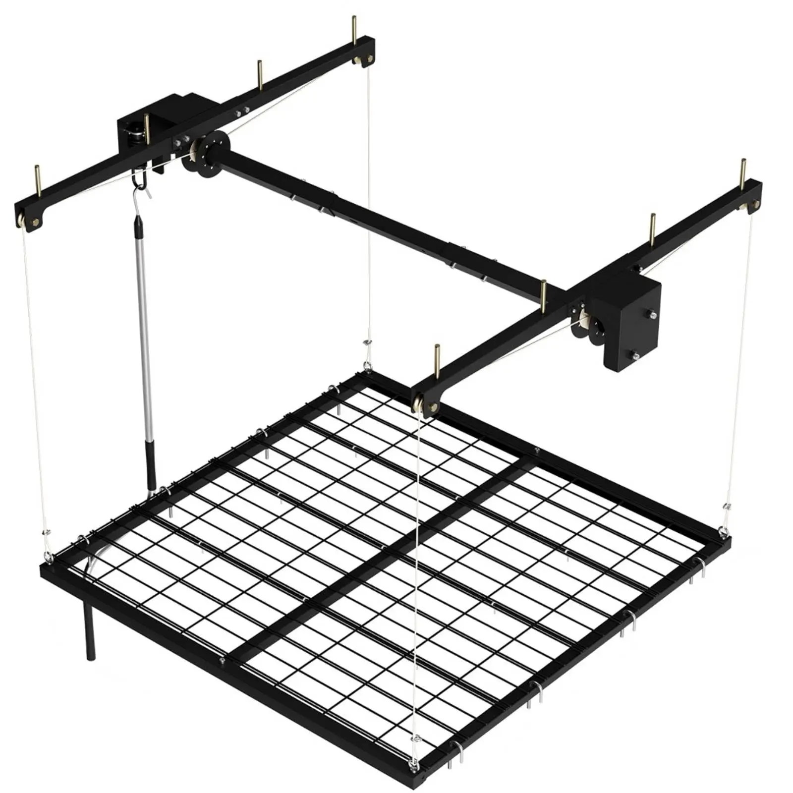 Heavy-Duty Overhead Garage Ceiling Storage Rack – 4x4 ft Adjustable Lift System – 350 lbs Capacity – Smooth Crank – Easy Installation – Space-Saving Metal Organizer for Clutter-Free Garage