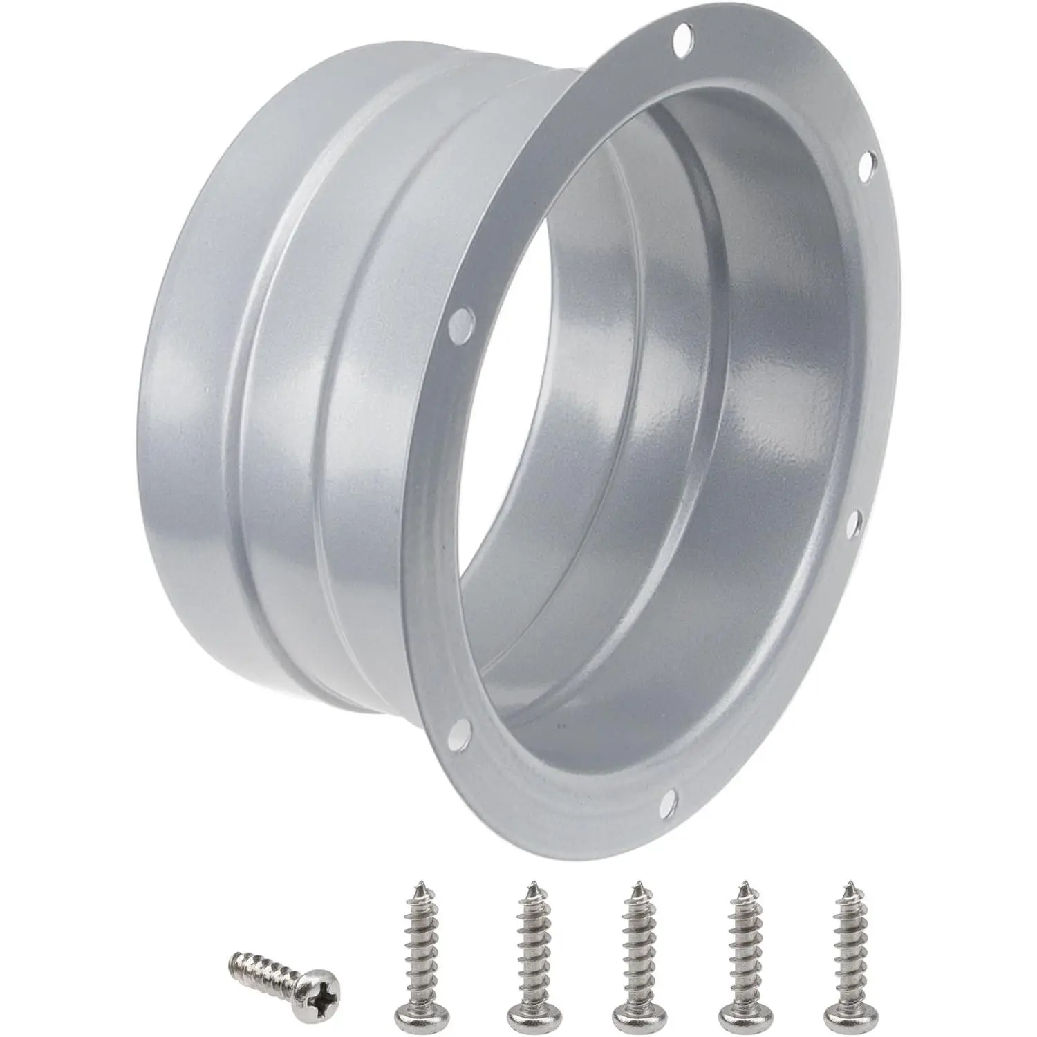 3.8 in Galvanized Steel Wall-Mount Dryer Vent Plate, Duct Flange Connector for Wall/Ceiling Heating Cooling Ventilation Pipes (Round, Both Indoor & Outdoor Inlet/Outlet Exhaust Fitting)