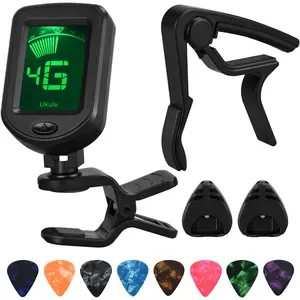 Guitar Capo Tuner Set, Including Capo, Tuner, Picks and Pick Holder, for Guitar Players and Beginners