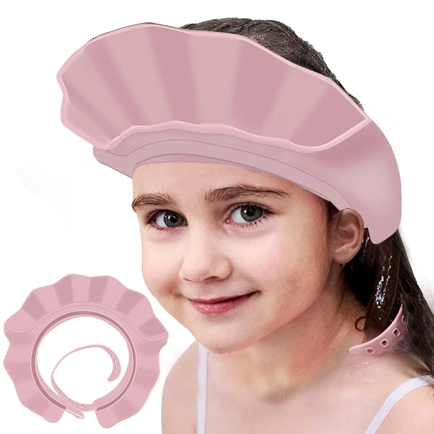 Baby Kids Shower Cap Shampoo Bath Bathing Hat Silicone Adjustable Washing Hair Shower Bathing Protection Shower Cap  Toddler, Baby, Kid, Children (Pink) New model