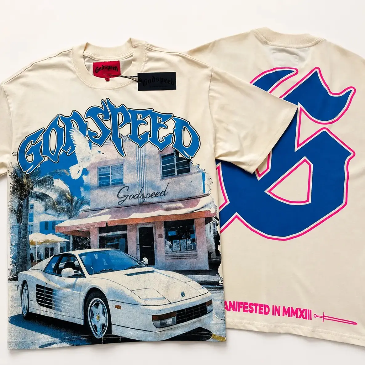 Godspeed T-shirt Letter Print Short Sleeve Hip Hop Tees Men Couple Style GOD SPEED Round Neck Loose Cotton Casual Tee Streetwear Graphic T Shirt Vintage Tees 2000s Shirts