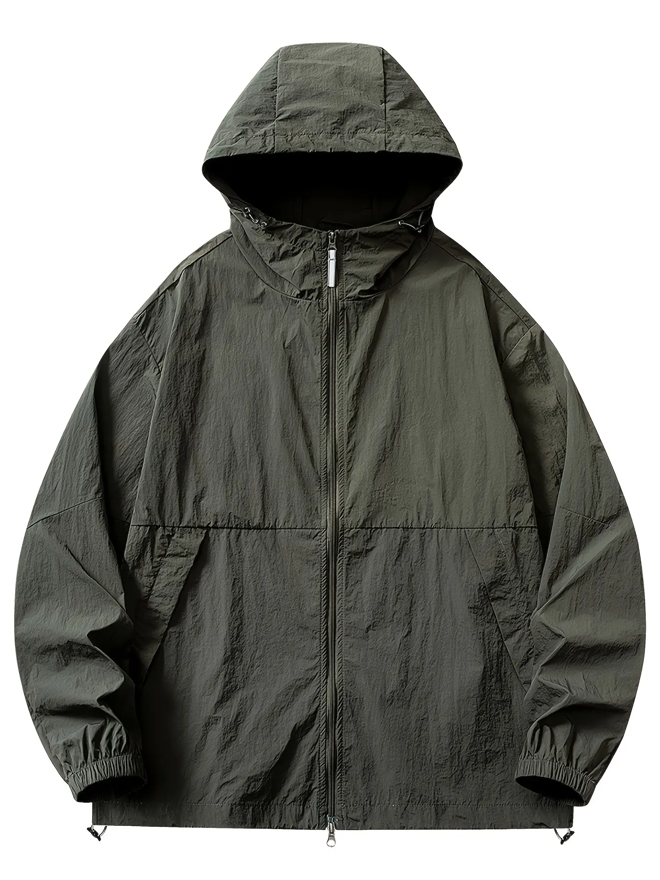 1 PC Men's Sun Protection Jacket with Hood - Summer Style - Double Zippered Front - Long Sleeve - Solid Color - Removable Brim - Lightweight, Breathable, Cool and Comfortable - Suitable for Outdoor Sports, Cycling, Fishing and Daily Commuting