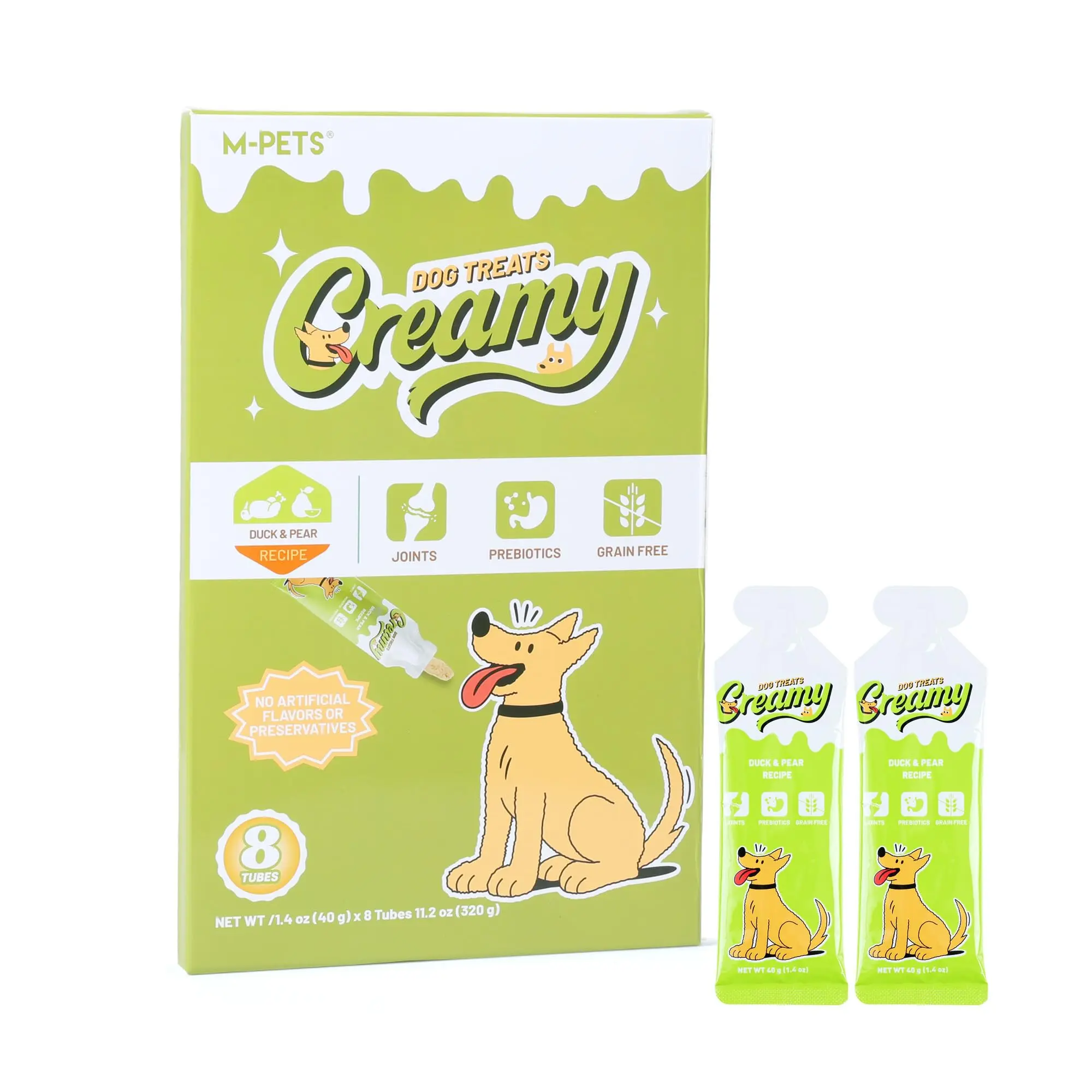 M-PETS 8-Pack Lickable Dog Treats, Healthy Snack for Puppies with Puree Texture, Ideal for Feeding as Dog Food Supplement, Puppy Treats, Real Meat