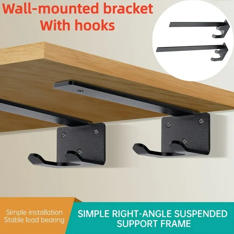 New Hidden L-Shaped Shelf Bracket, Multi-Functional Metal Shelf Support, Industrial Style Floating Divider Rack, Storage