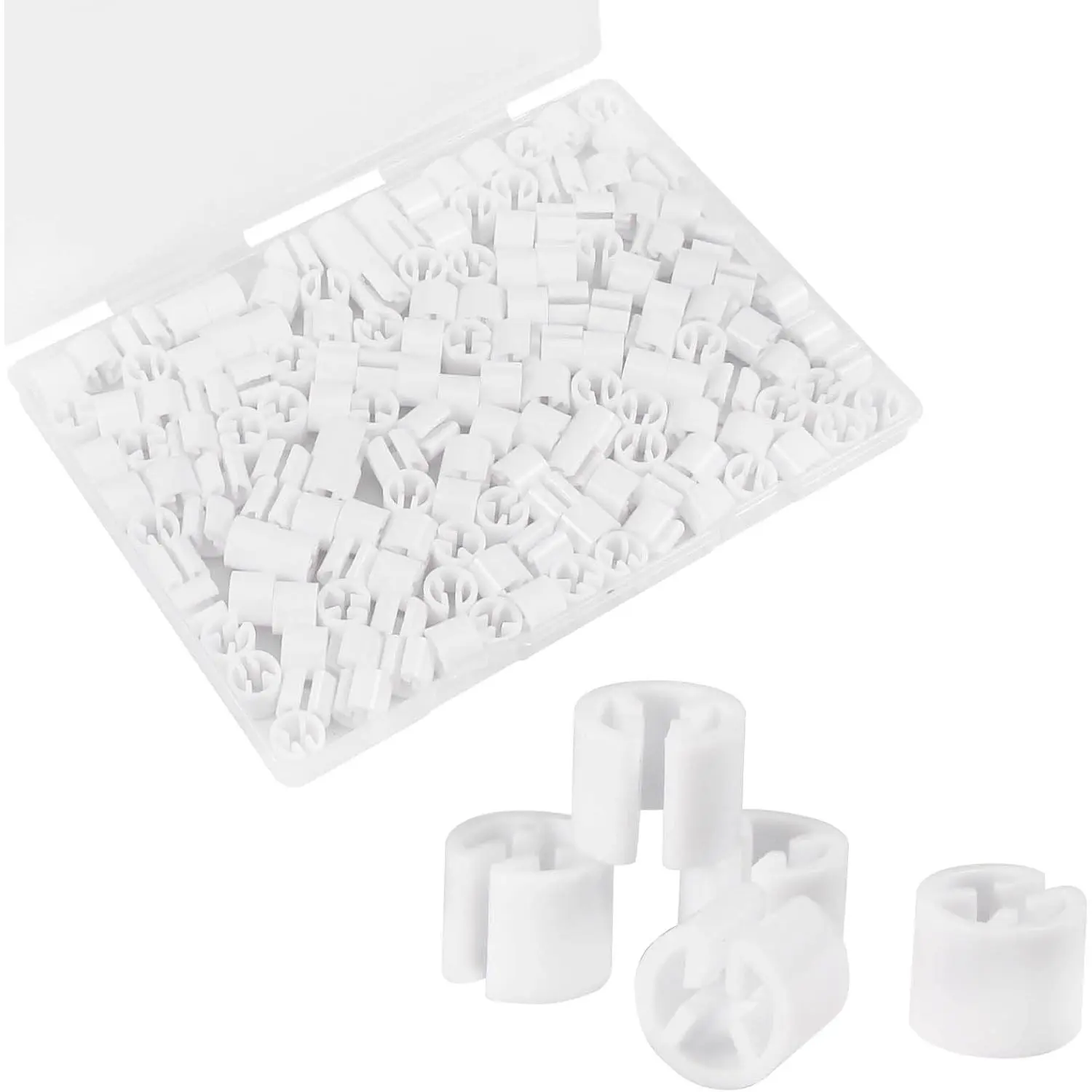 150 count Clothes Hanger Markers Blank Tags, Plastic Garment Hanger Size Markers, Fit 3.5mm Rod for Clothing Snap Number Labels Accessories Color Coding, White