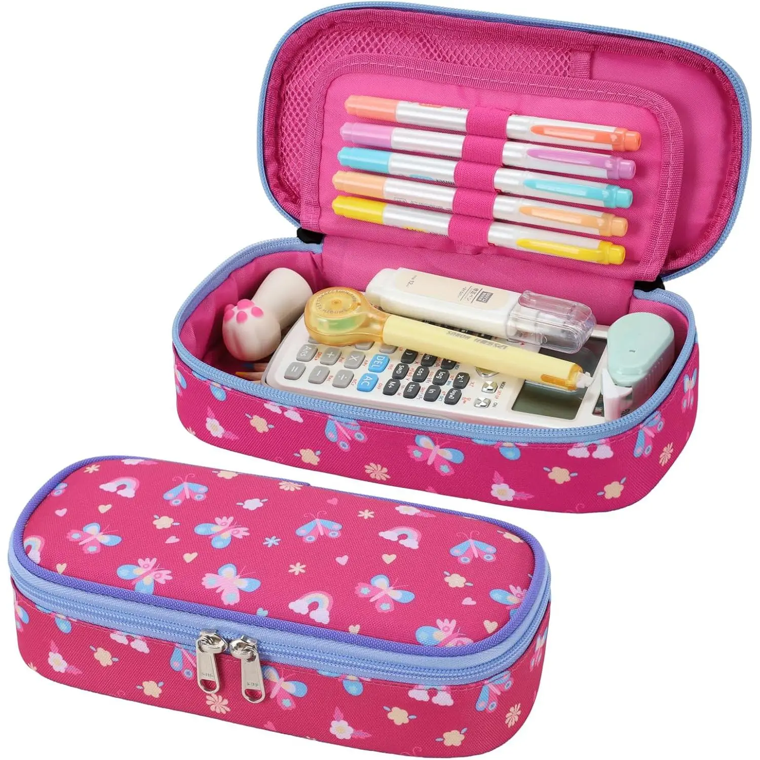 Cute  Pencil Case - Girls Pen Pouch Large School Organizer | Pen Bag & Smooth Zipper, Multi-Slot Storage, Mesh Pocket, 900D Water Resistent, Giftable School Supplies, Rose  Butterfly