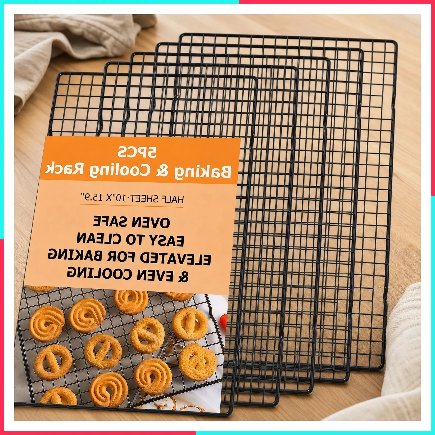 5PCS 10" x 16" Heavy Duty Metal Wire Cooling Racks for Baking, Cooking, Grilling, Roasting, Drying - Oven and Dishwasher Safe