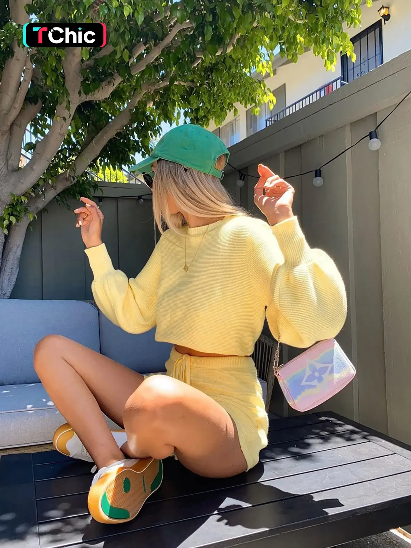 Women's Round Neck Milky Yellow Puff Sleeve Short Length Long Sleeve Knit Pullover Top + Elastic Drawstring Shorts – Fall Winter Casual Fashion Elegant Versatile Knit Shorts Set – Perfect for Daily Dates, Vacations, Shopping & Outings