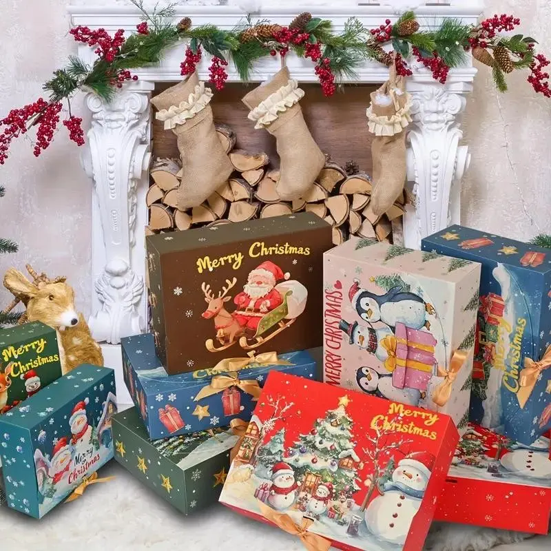Festive Christmas Gift Boxes Set, 12/18 Piece Holiday Packaging with Lids and Ribbons, Ideal for Candies, Cookies, Party Favors