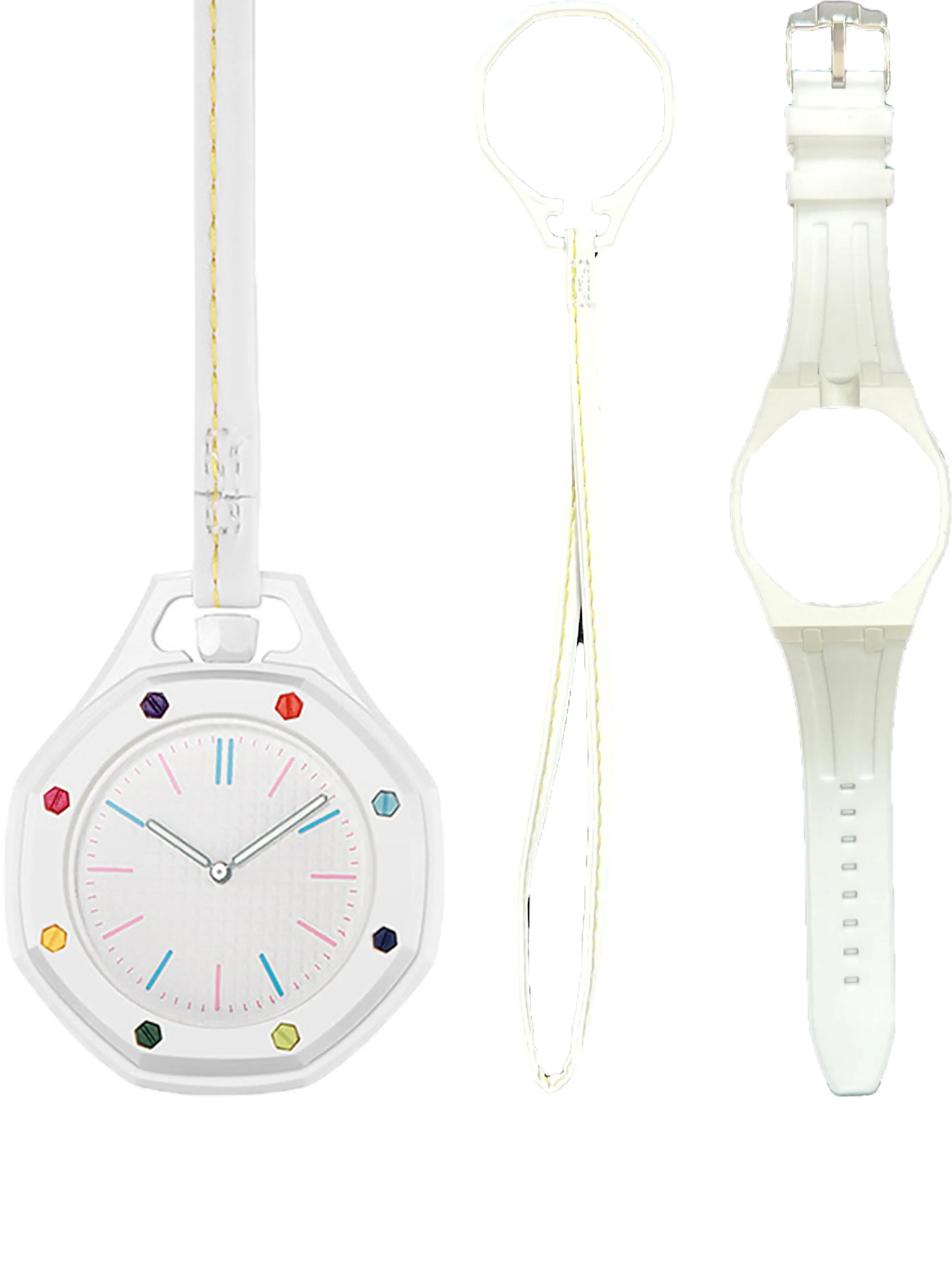 Latest Octagonal Pendant Watch with Round Dial, 2 Interchangeable Strap Styles, Hangable & Detachable Case, Fashion Quartz Watch