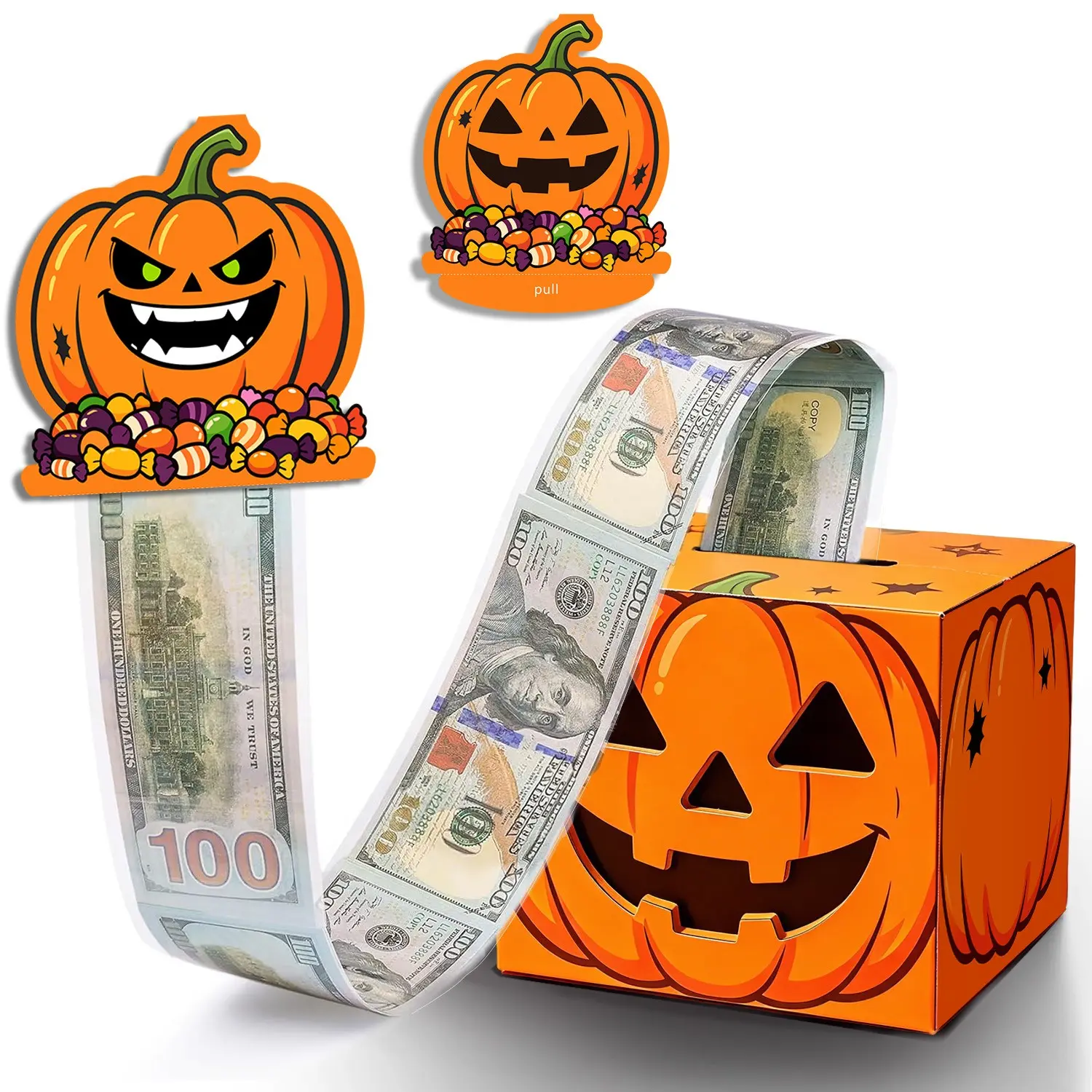 Halloween Back-To-School Pull-Tab Cash Gift Box, DIY Self-Stick Labels, Birthday Cake Card, 50 Bags, Perfect for Any Age, Christmas, Parties