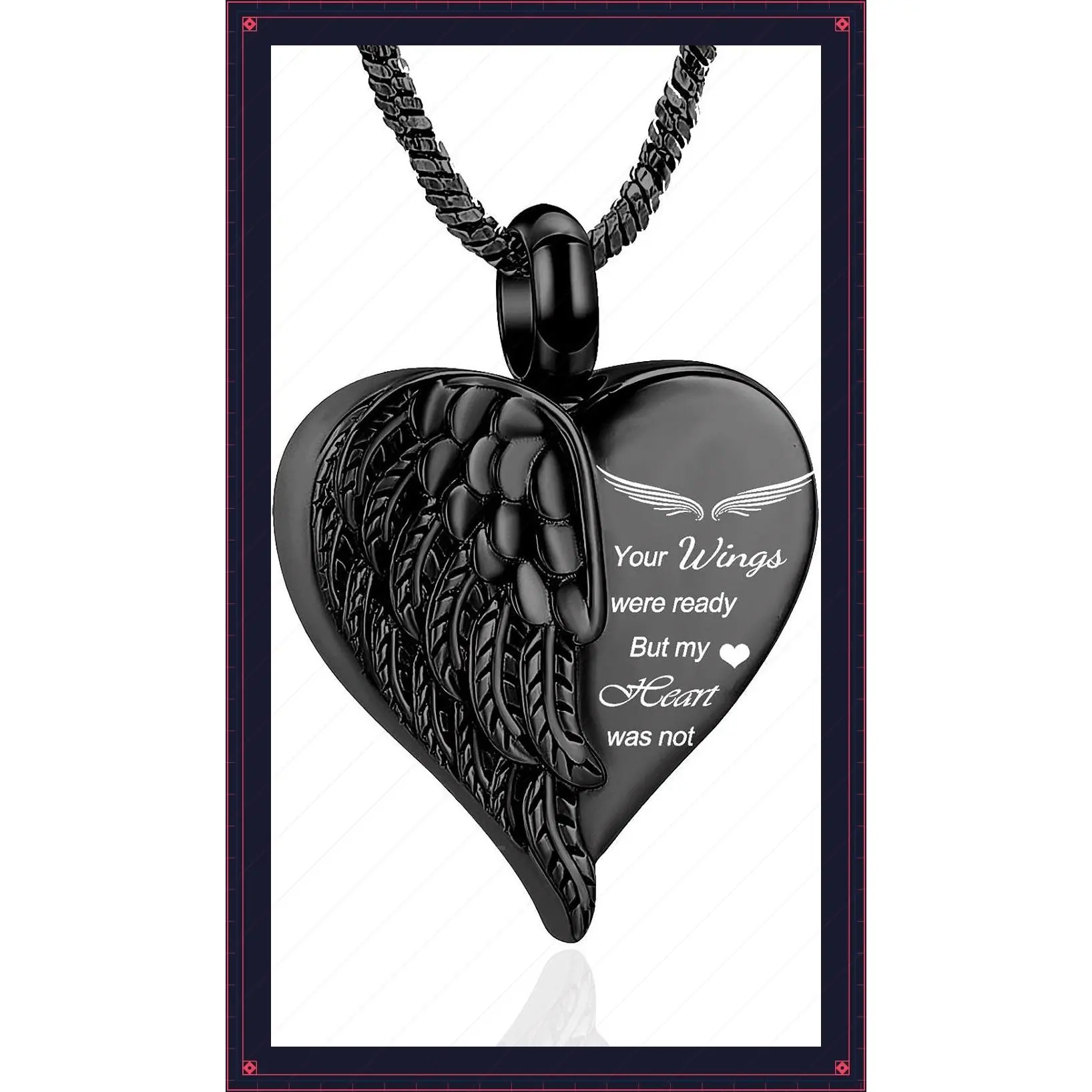 Love Heart Urn Necklace for Ashes Keepsake Memorial Cremation Jewelry Stainless Steel Angel Wing Heart Urn Locket Ashes Holder Memorial Urn Jewelry for Human/Pet AshesGift