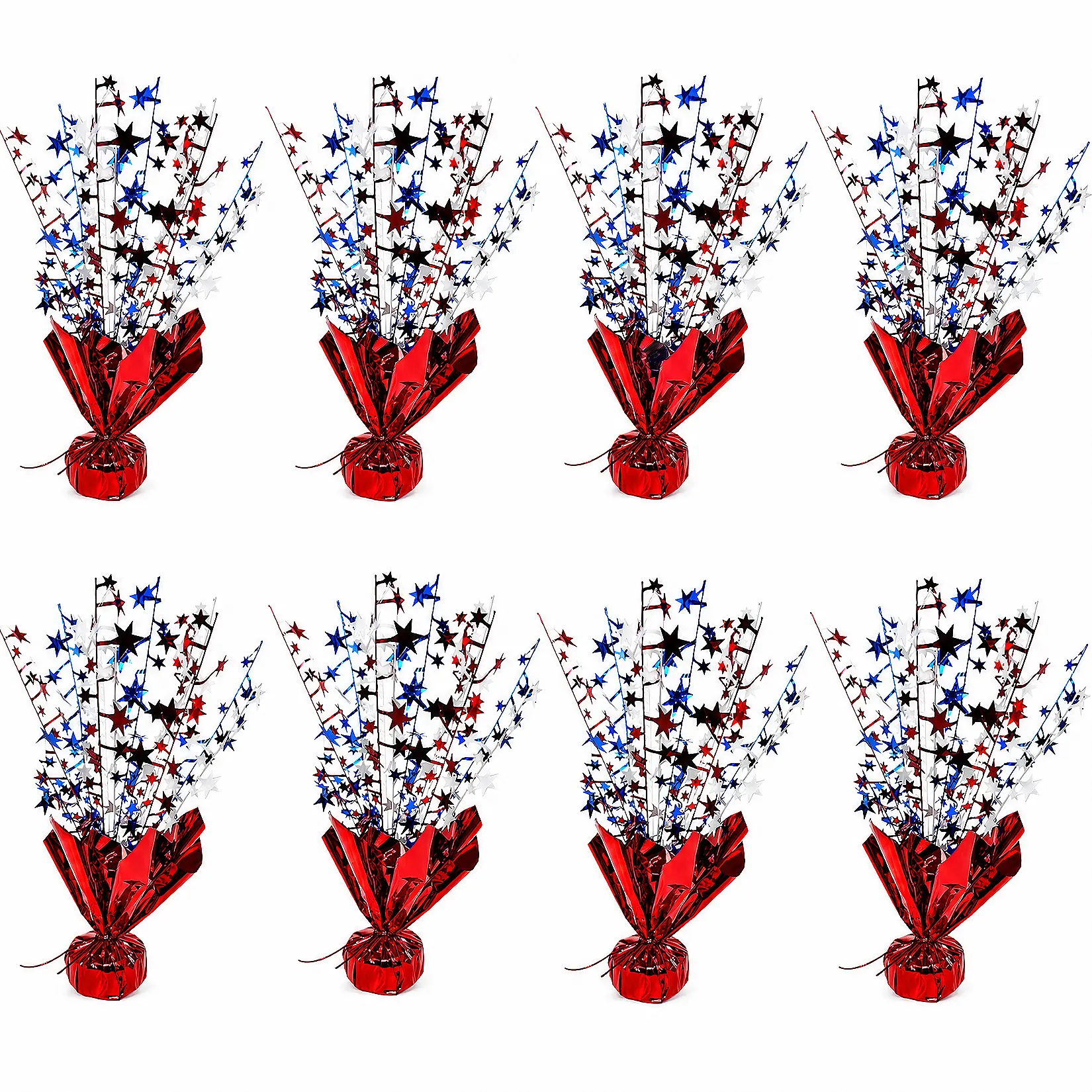Patriotic Starburst Table Centerpieces – 8PCS Red White Blue Foil Spray Decorations – 4th of July Self-reliance Day Kids Party Supplies – Festive Table Decor for Birthday Parties