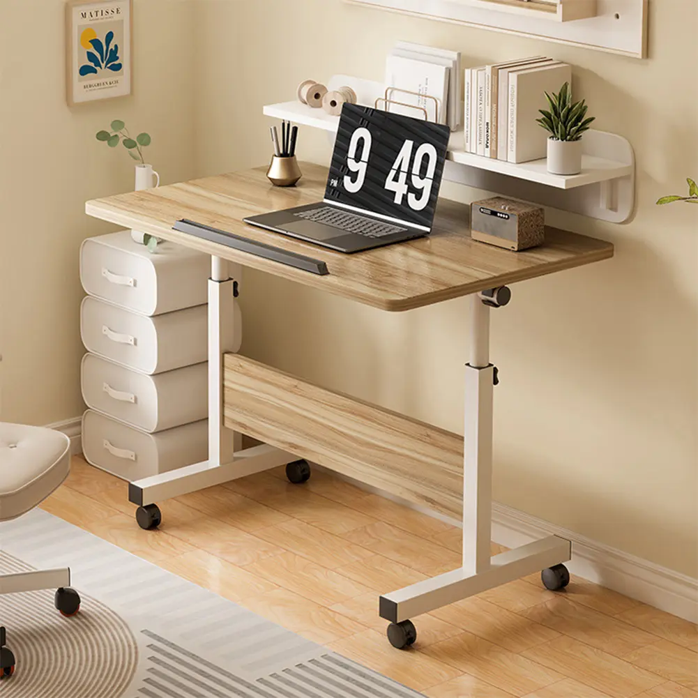 Adjustable Height Standing Desk with Wheels, Collapsible Mobile Overbed Laptop Table, Ergonomic Workstation for Home Office, Bedroom, Hospital and Small Spaces