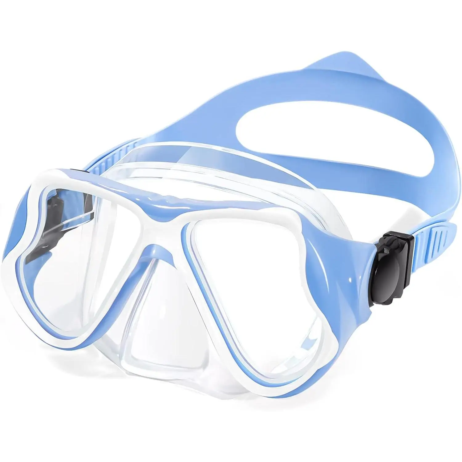 Swim Goggles Mask Tempered Glass Lens 180° View with Nose Cover | For 3‑14, 2‑Pack Set, Pool & Beach Use Tempered Glass, Nose Cover,  Wide View Adjustable Non‑Slip Strap