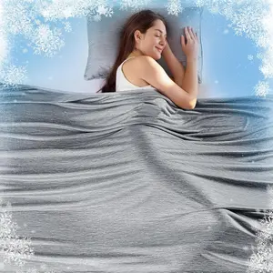 Cooling Blanket Queen Size (90"x90"), Sided Summer Cooling for Hot Sleepers & Night Sweats, Soft Lightweight Blanket for Sofa Bed Couch, Warming Gifts New Home Light Grey