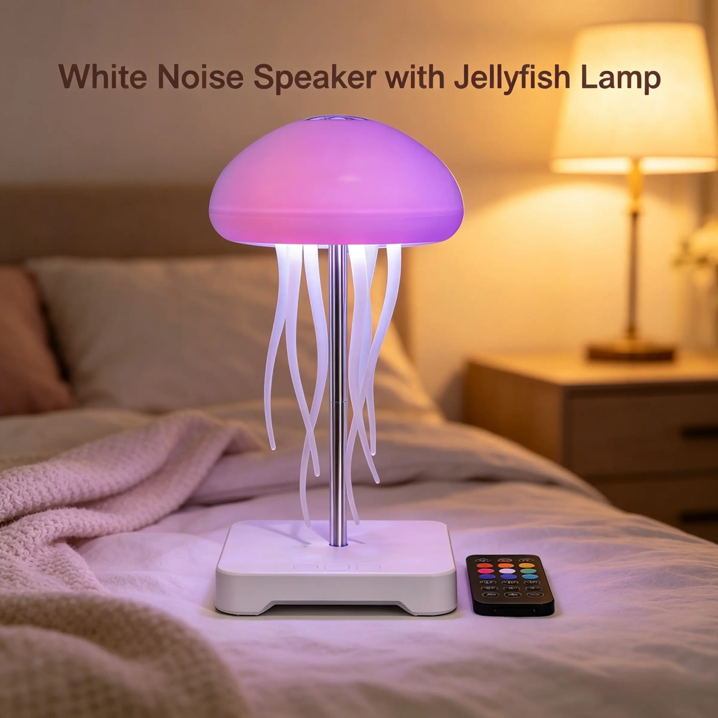 Noise Speaker with Dynamic Jellyfish Tentacles, Multi-Color Night Light, Projector, USB Charging, 4800mah, Room Decor, Relaxation, Sleep Aid