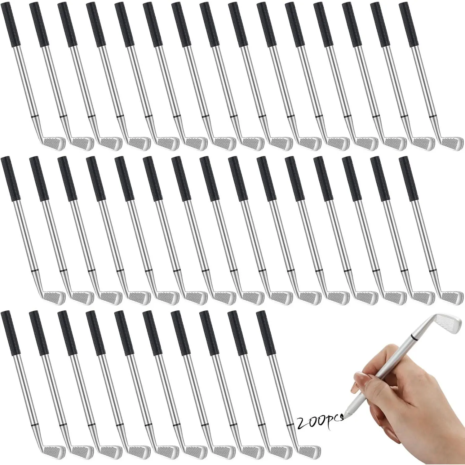 200 count Mini Golf Club Ballpoint Pens 1.0mm - Bulk Golf Pens for School, Office, Souvenirs, Golfing Club Props, Black Ink