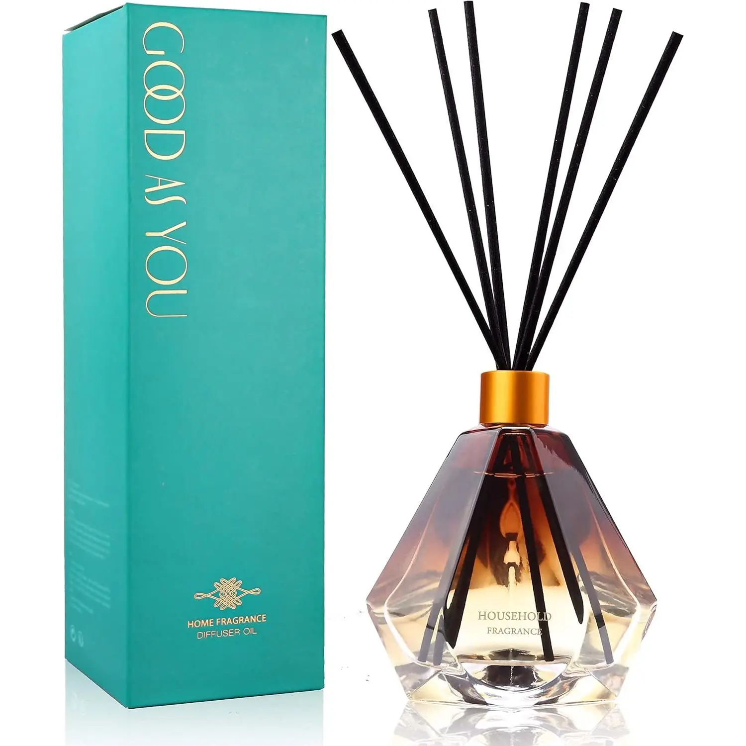 Woody Cashmere Vanilla Aroma Reed Diffuser Set, Glass Fragrance Bottle with 3.4 fl oz Essential Oils, Sticks Diffuser for Bathroom Shelf Decor & Air Freshener Home Fragrance Supplies