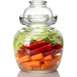 1.5L Glass Fermentation Jar with Lid, Traditional Fermenting Kit Crock with Water Seal Airlock Lid for Pickles Kimchi Sauerkraut Wine Brewing Kombucha