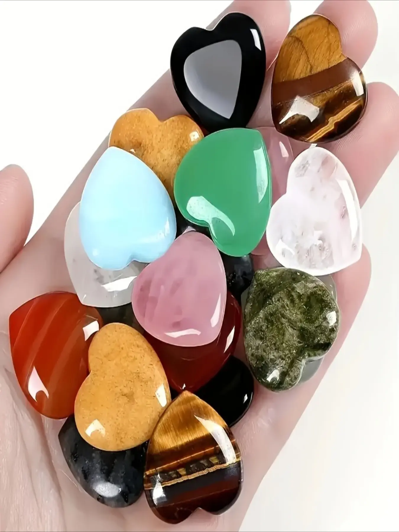 12/36pcs heart shaped crystal and turquoise mixed bulk kit, can DIY jewelry accessories, give Christmas gifts to friends, family, suitable for yoga meditation, multi-color love, love guardian stone