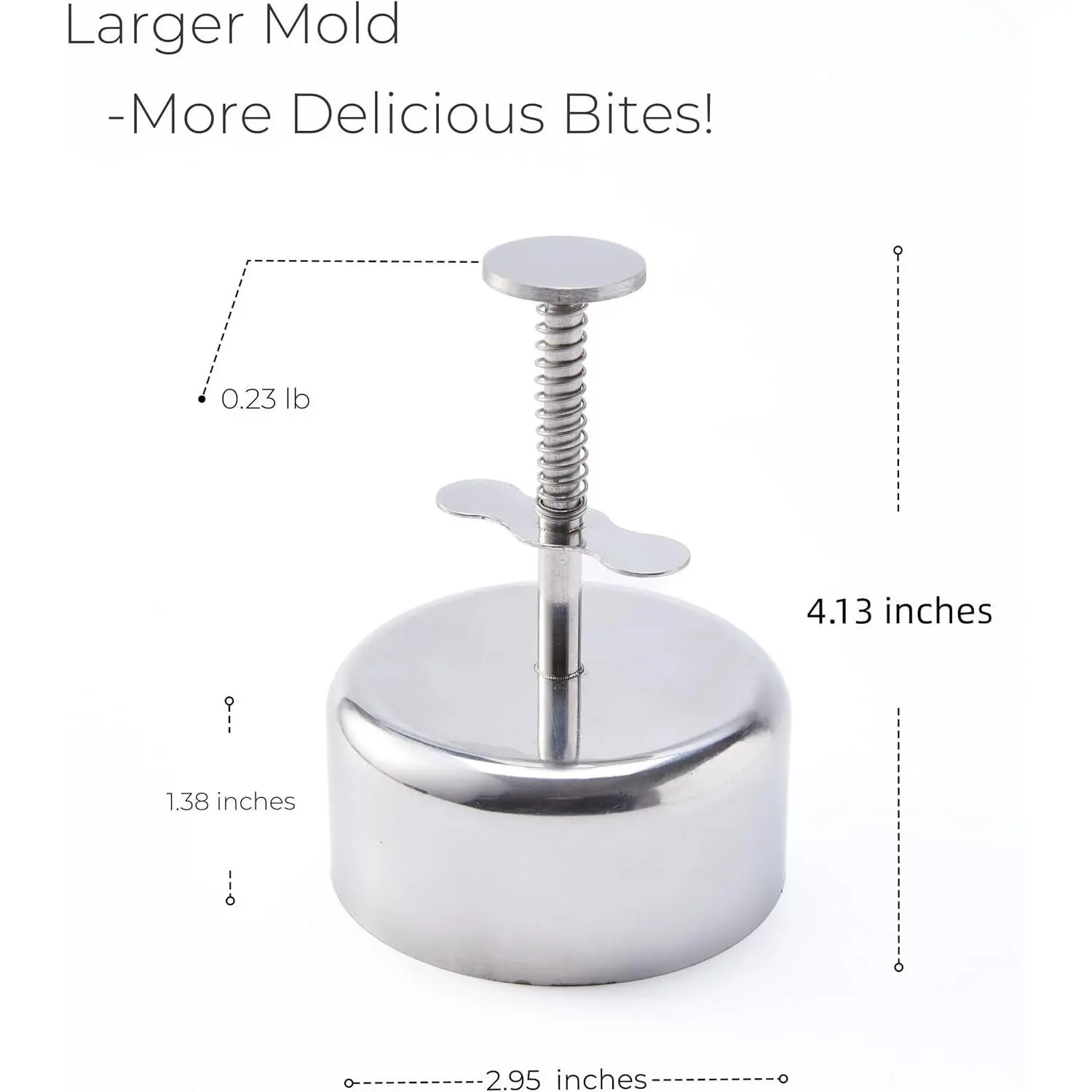 304 Stainless Steel Polvoron Molder - Filipino Kitchen Utensils Cookie Press with Spring Handle, Large Heavy-Duty Pastry Molder for Baking, Ensaymada, Mooncakes