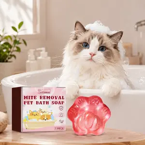 Mite Removal Pet Bath Soap for Cats & Dogs, Anti-Mite Cleansing Soap Bar, Gentle Skin Care Bath Soap for Itching, Odor Control & Coat Cleaning, 1 Piece