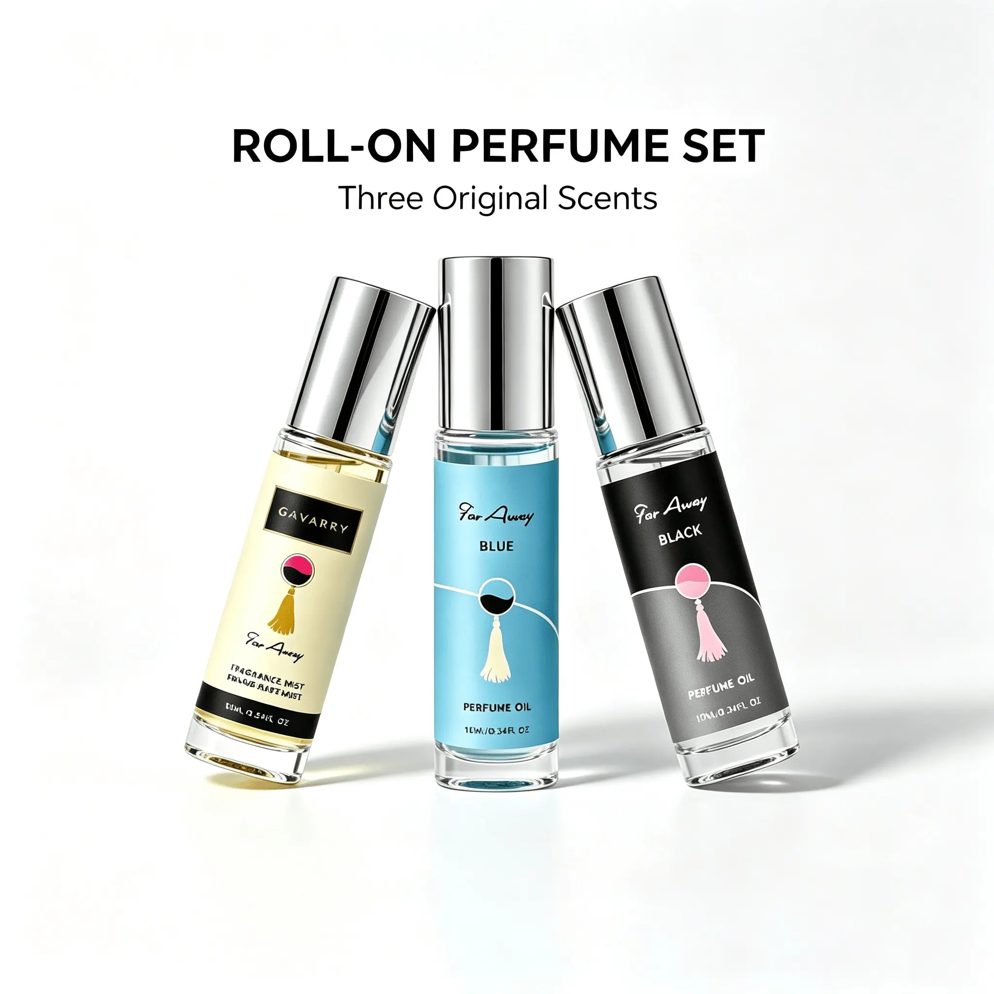 Portable Mini Rollerball Perfume Set (3 Scents), 10ML Long-Lasting Fragrance, Travel Essential Oil, Ideal for Daily Use and Gifting